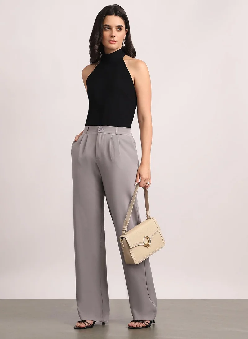 Urbano Fashion  Urbano Fashion Women's Grey Loose Baggy Fit Solid Korean Pants Stretchable for Women | Best Price UAE